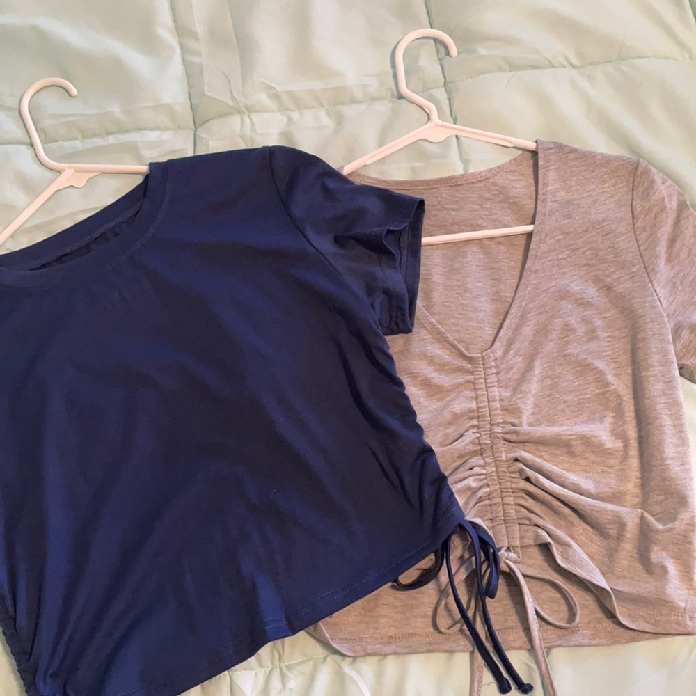 Gray & Navy Blue scrunch shirt